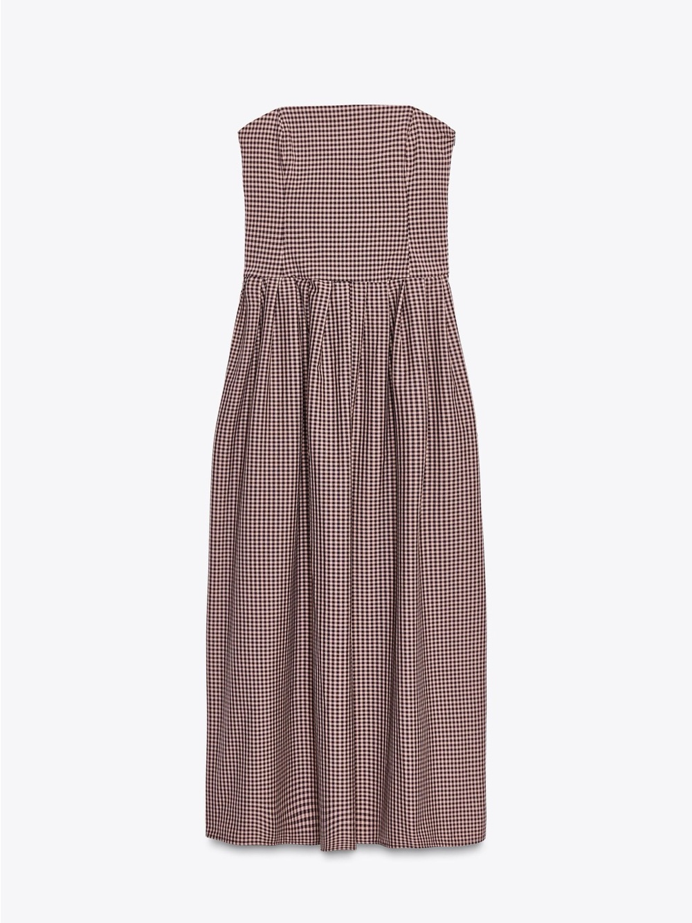 Price Firm - ZARA Gingham Strapless Midi Dress